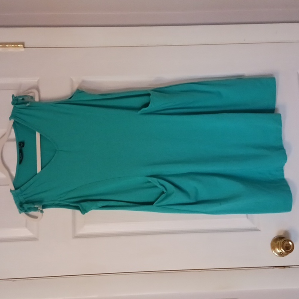 Susan Graver weekend sleeveless dress v-neck cotton size m summer sun dress